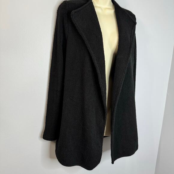 James Perse Womens Black Textured Open Front Cardigan Duster Casual Wardrobe S - Picture 4 of 10